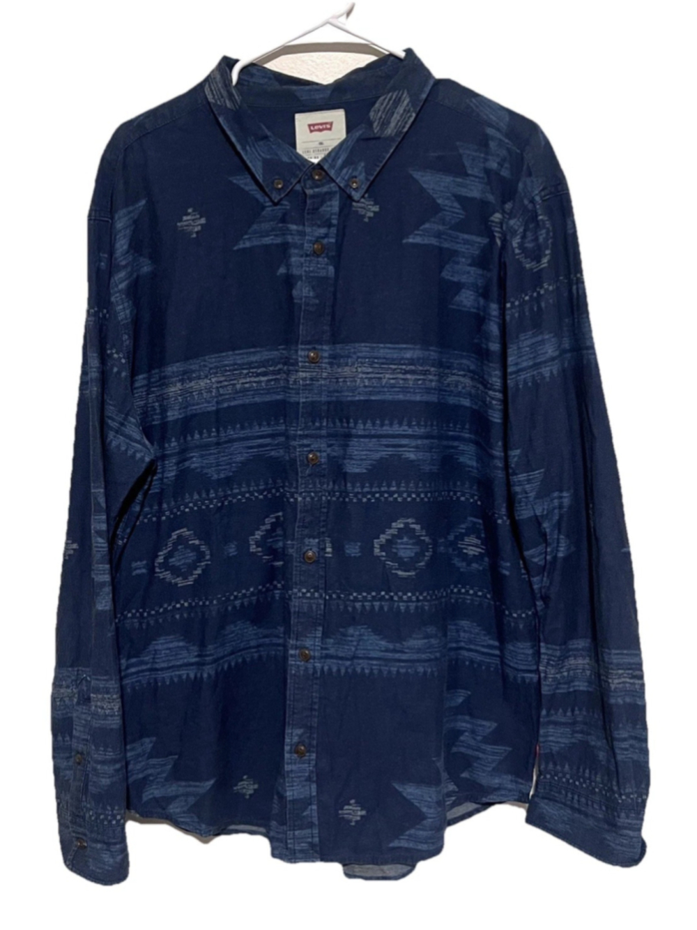 Levi’s Aztec Western Shirt Men’s XXL 2XL Blue Cotton Button Up Cowboy Rodeo